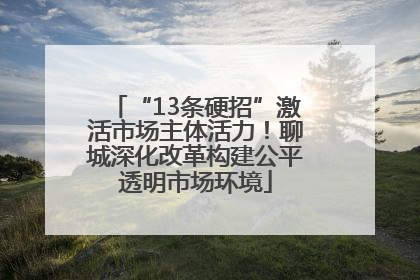 “13条硬招”激活市场主体活力！聊城深化改革构建公平透明市场环境