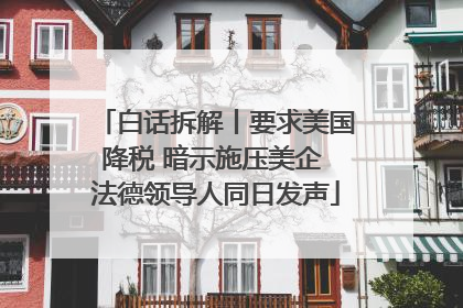 白话拆解丨要求美国降税 暗示施压美企 法德领导人同日发声
