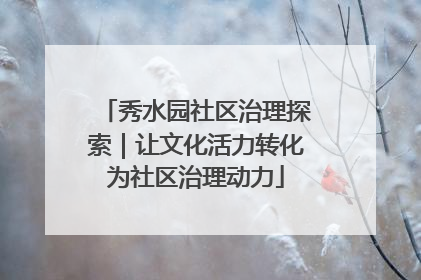 秀水园社区治理探索｜让文化活力转化为社区治理动力