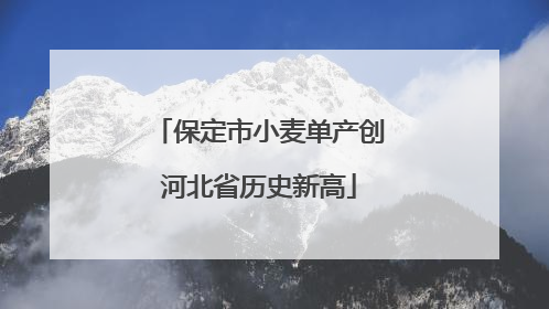 保定市小麦单产创河北省历史新高