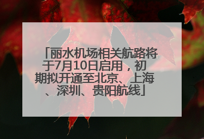 丽水机场相关航路将于7月10日启用，初期拟开通至北京、上海、深圳、贵阳航线