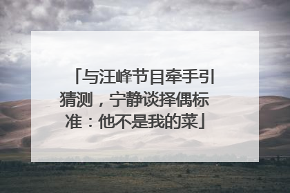 与汪峰节目牵手引猜测，宁静谈择偶标准：他不是我的菜