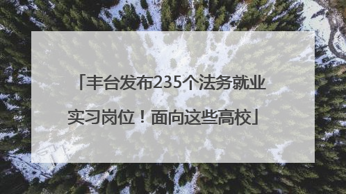 丰台发布235个法务就业实习岗位！面向这些高校