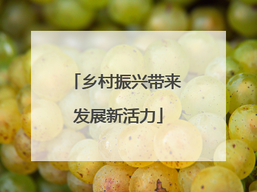 乡村振兴带来发展新活力