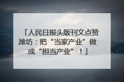人民日报头版刊文点赞潍坊：把“当家产业”做成“担当产业”！