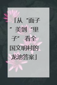 从“面子”美到“里子” 看全国文明村的龙池答案