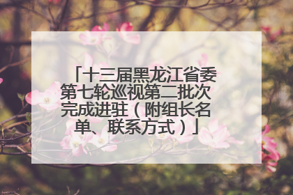 十三届黑龙江省委第七轮巡视第二批次完成进驻（附组长名单、联系方式）