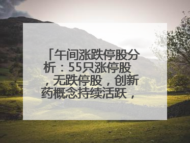 午间涨跌停股分析：55只涨停股，无跌停股，创新药概念持续活跃，昂利康6天4板，众生药业2连板