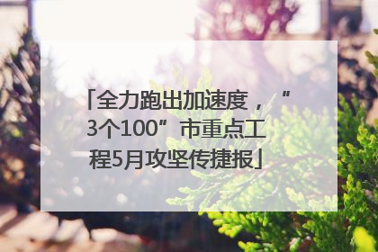全力跑出加速度，“3个100”市重点工程5月攻坚传捷报