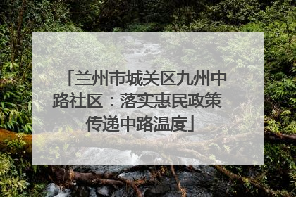 兰州市城关区九州中路社区：落实惠民政策 传递中路温度