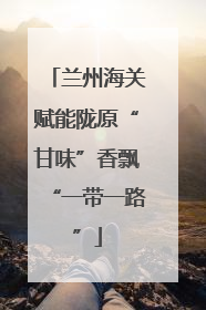 兰州海关赋能陇原“甘味”香飘“一带一路”
