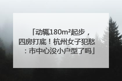 动辄180m²起步，四房打底！杭州女子犯愁：市中心没小户型了吗