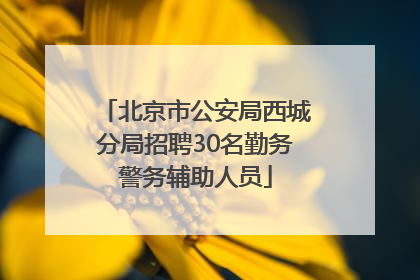 北京市公安局西城分局招聘30名勤务警务辅助人员