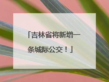 吉林省将新增一条城际公交！