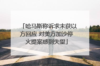 哈马斯称诉求未获以方回应 对美方加沙停火提案感到失望