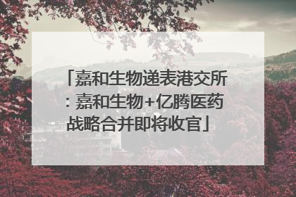 嘉和生物递表港交所：嘉和生物+亿腾医药战略合并即将收官