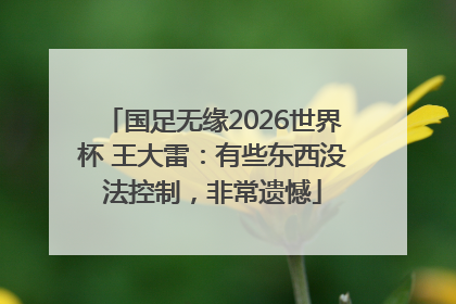国足无缘2026世界杯 王大雷：有些东西没法控制，非常遗憾