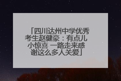 四川达州中学优秀考生赵健豪：有点儿小惊喜 一路走来感谢这么多人关爱