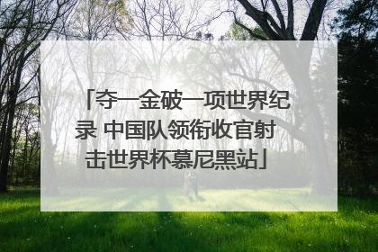 夺一金破一项世界纪录 中国队领衔收官射击世界杯慕尼黑站