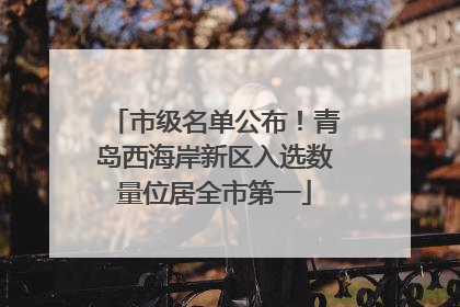 市级名单公布！青岛西海岸新区入选数量位居全市第一