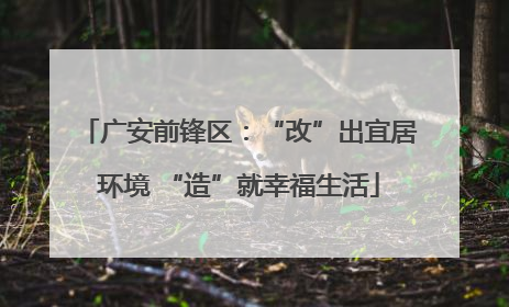 广安前锋区：“改”出宜居环境 “造”就幸福生活