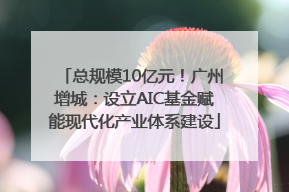 总规模10亿元！广州增城：设立AIC基金赋能现代化产业体系建设