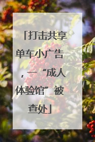 打击共享单车小广告，一“成人体验馆”被查处