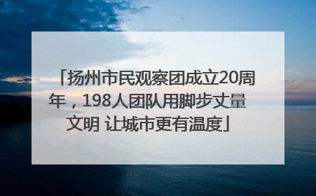 扬州市民观察团成立20周年，198人团队用脚步丈量文明 让城市更有温度