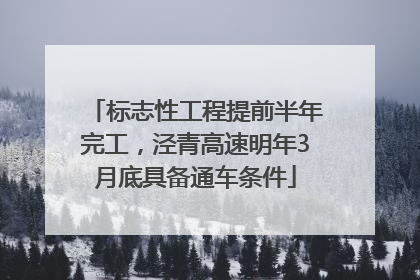 标志性工程提前半年完工，泾青高速明年3月底具备通车条件