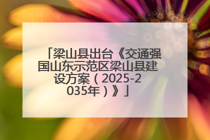 梁山县出台《交通强国山东示范区梁山县建设方案（2025-2035年）》