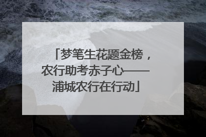 梦笔生花题金榜，农行助考赤子心——浦城农行在行动