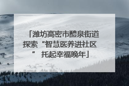 潍坊高密市醴泉街道探索“智慧医养进社区” 托起幸福晚年