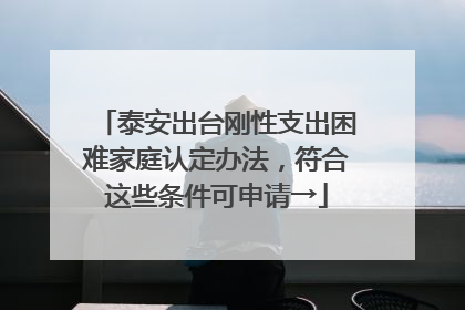 泰安出台刚性支出困难家庭认定办法，符合这些条件可申请→