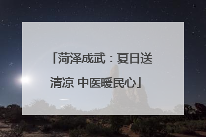 菏泽成武：夏日送清凉 中医暖民心
