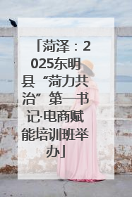菏泽：2025东明县“菏力共治”第一书记·电商赋能培训班举办