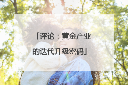 评论：黄金产业的迭代升级密码