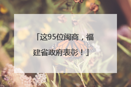 这95位闽商，福建省政府表彰！