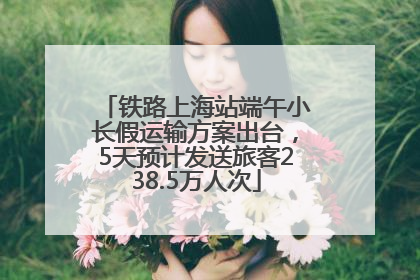 铁路上海站端午小长假运输方案出台，5天预计发送旅客238.5万人次