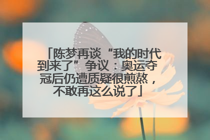 陈梦再谈“我的时代到来了”争议：奥运夺冠后仍遭质疑很煎熬，不敢再这么说了