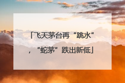 飞天茅台再“跳水”，“蛇茅”跌出新低