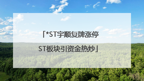 *ST宇顺复牌涨停 ST板块引资金热炒