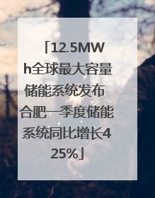 12.5MWh全球最大容量储能系统发布 合肥一季度储能系统同比增长425%